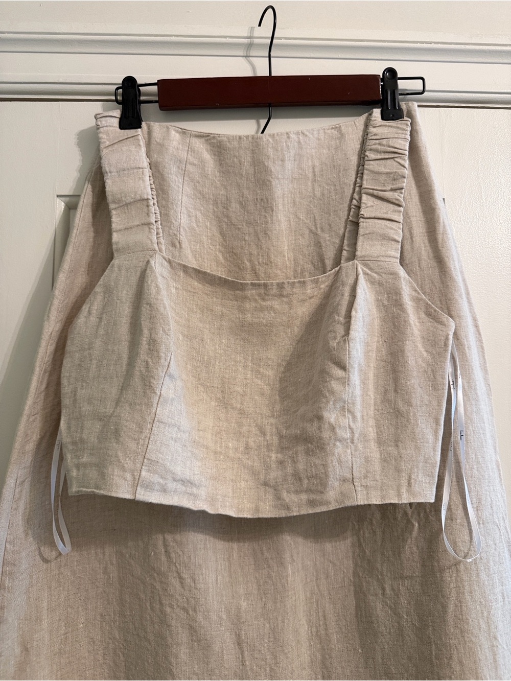 Lulu's Cream Two-Piece Midi Skirt Set with Side Slit - Picture 2 of 7